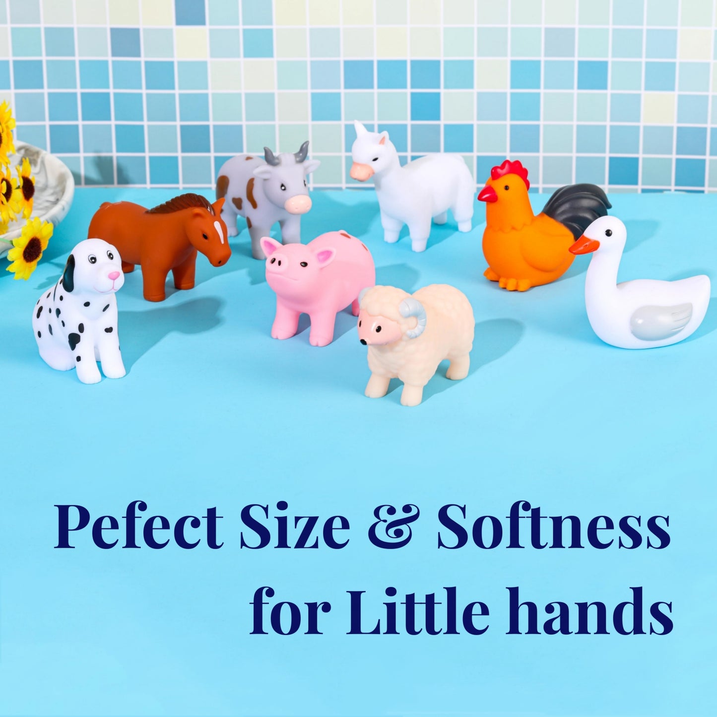 Bath Toys Mold Free No Hole for Toddlers/ Infants/ Babies, No Mold Bathtub Toys (Animal Ⅱ, 8 Pcs with Storage Bag)