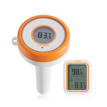 XY-WQ Wireless Pool Thermometer Floating Easy Read, Remote Digital Pool Thermometer for Swimming Pool, Koi Ponds, and Hot Tubs (XY-P01W, Orange, Easily Spot It)