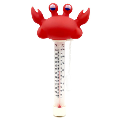 XY-WQ Floating Pool Thermometer, Large Size Easy Read for Water Temperature, Shatter Resistant with String for Outdoor and Indoor Swimming Pools and Spas (Crab)