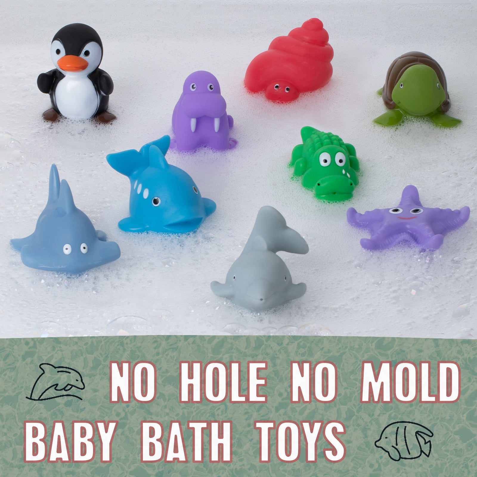 Mold Free Infant Bath Toys For 1 Year Old 5pcs No Hole Ocean - Temu