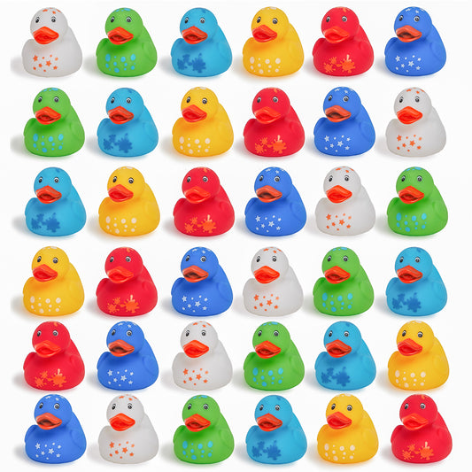 XY-WQ Mini Rubber Ducks, 2 Inch Colorful Small Duckies, Floater Duck Bulk for Jeep Ducking, Bath Toy Assortment, Party Favors, Birthdays, Carnival Game Gift and More (Six Colors, 36-Pack)