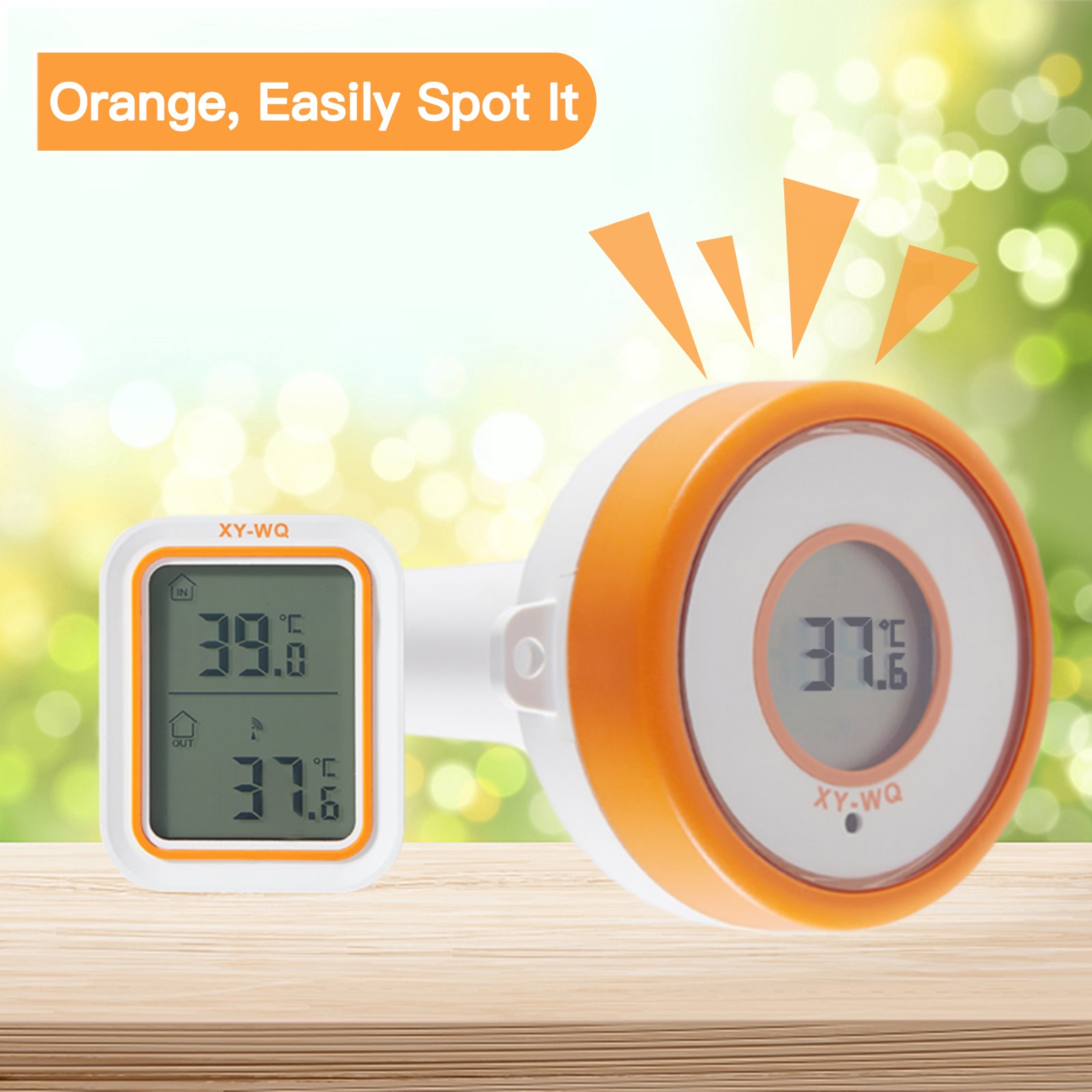 Set of 4 White & Orange Baby Floating Swimming Pool Thermometers