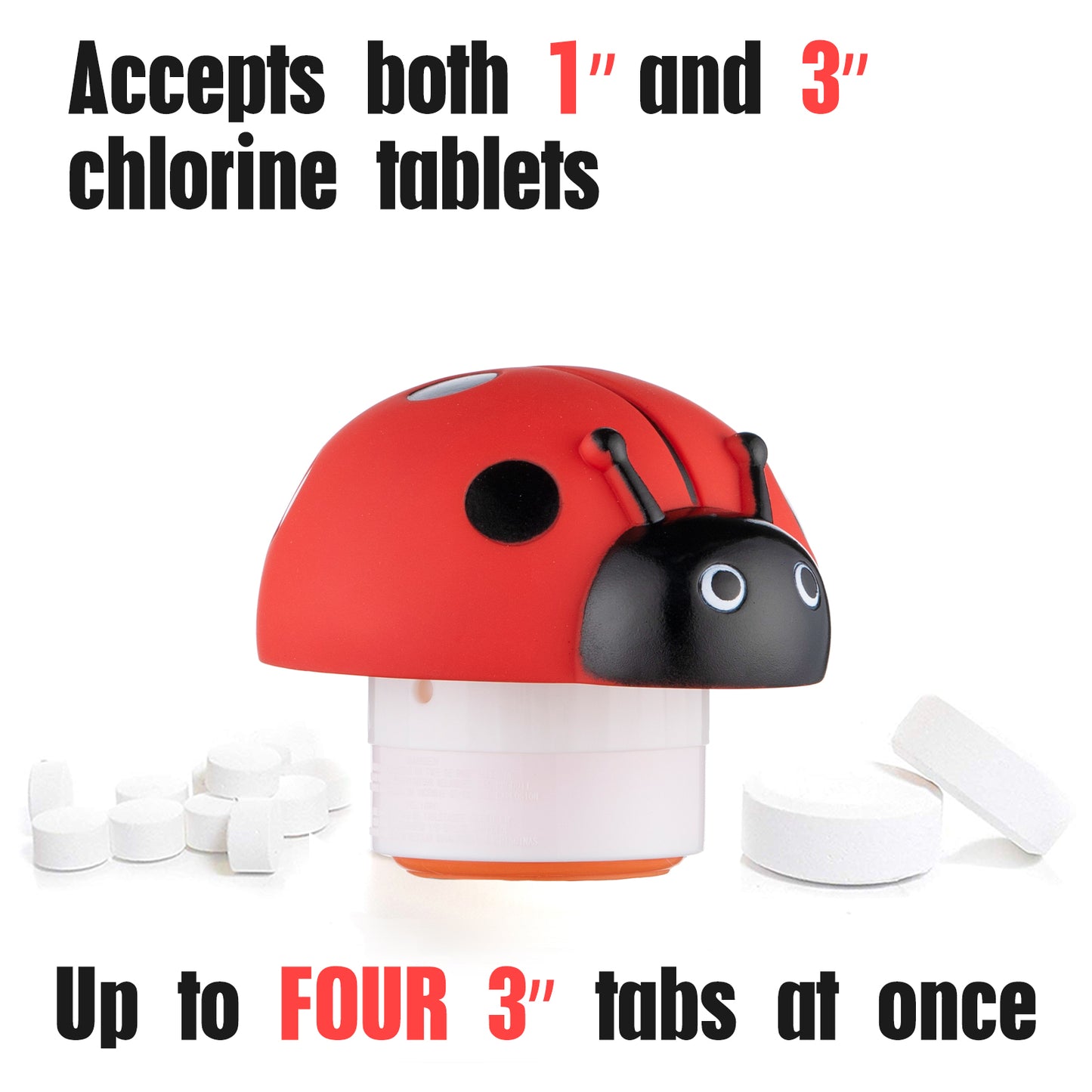 XY-WQ Ladybug Chlorine Floater for 1" Tab ONLY, Mini Floating Pool Chlorine Dispenser