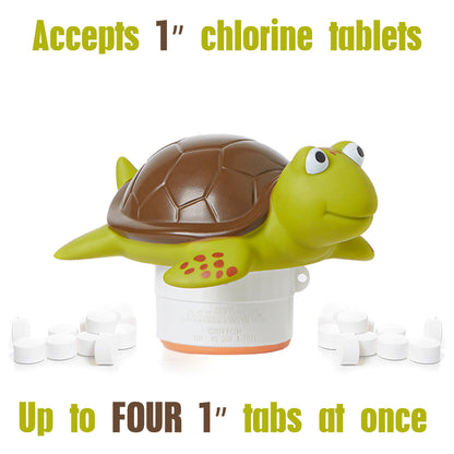 XY-WQ Turtle Chlorine Floater for 1" Tab ONLY, Mini Floating Pool Chlorine Dispenser